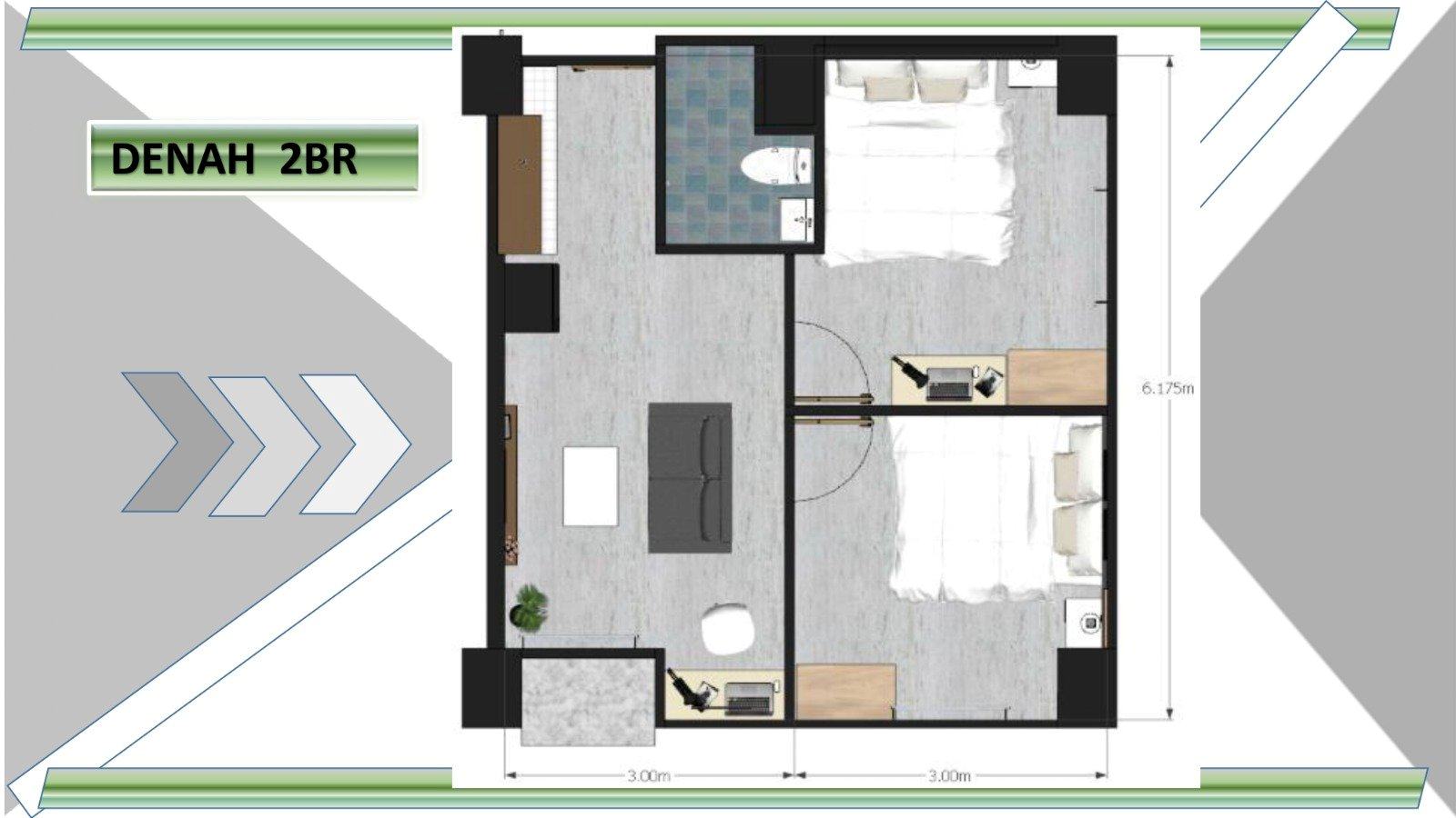 Tower A - Lantai 8 - 2BR 1